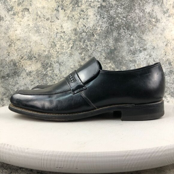 Park Place Men's Size 10D Black Leather Closed Toe Slip On Dress Shoes Loafers - Picture 7 of 16